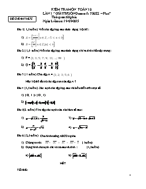 Kiểm tra môn Toán 10 lần 1